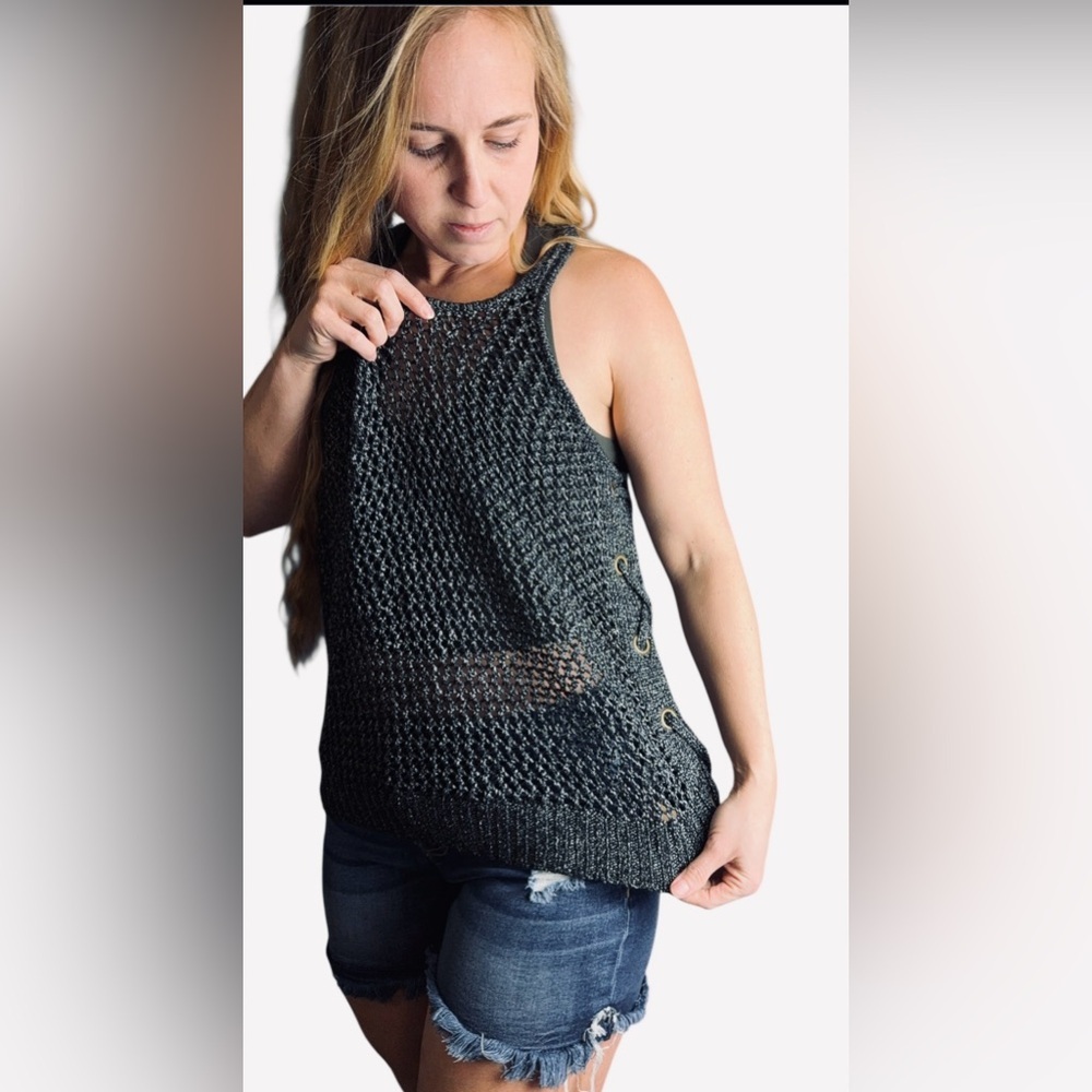 Guess Black Crochet Knit Tank Top - Picture 2 of 8